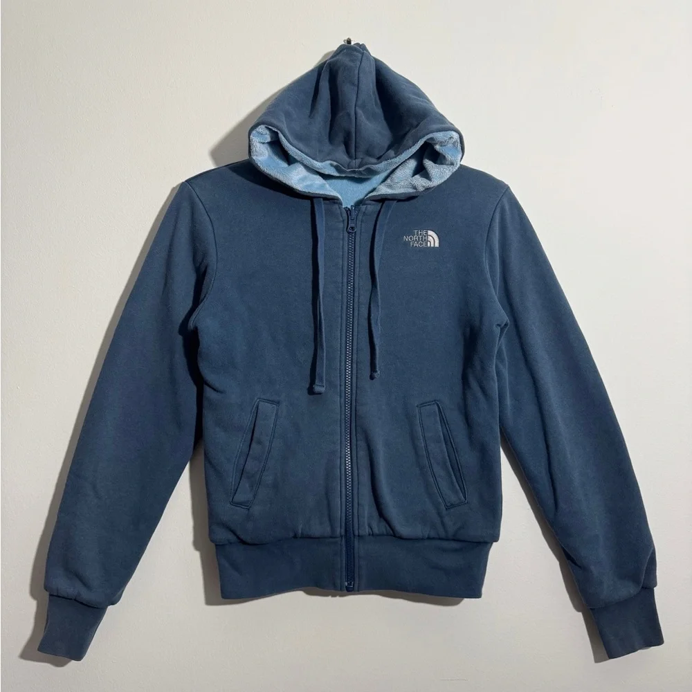 The North Face Reversible Fleece Hoodie‎ Blue and Light Blue Women’s XS